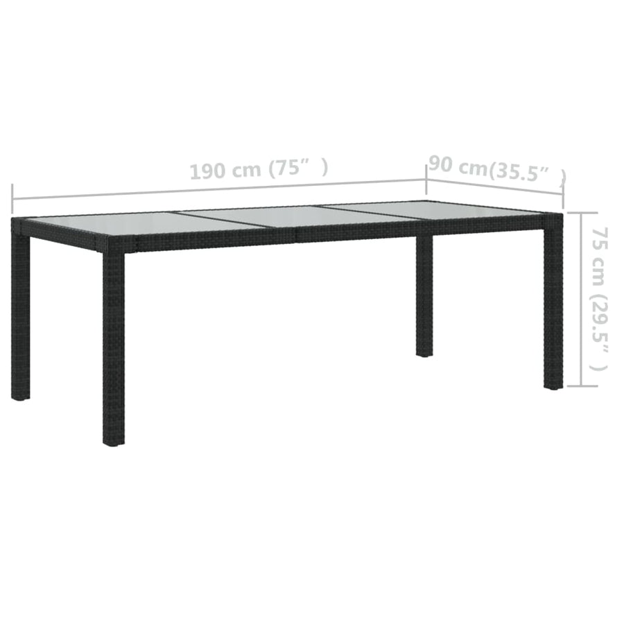 -Delige Tuinset Met Kussens Poly Rattan 9 190 cm tafellengte Zwart en wit