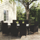 -Delige Tuinset Met Kussens Poly Rattan 9 190 cm tafellengte Zwart en wit