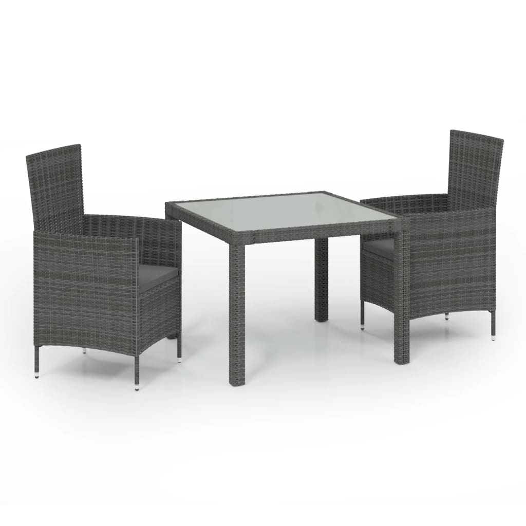 -Delige Tuinset Met Kussens Poly Rattan 3 90 cm tafellengte Grijs en wit