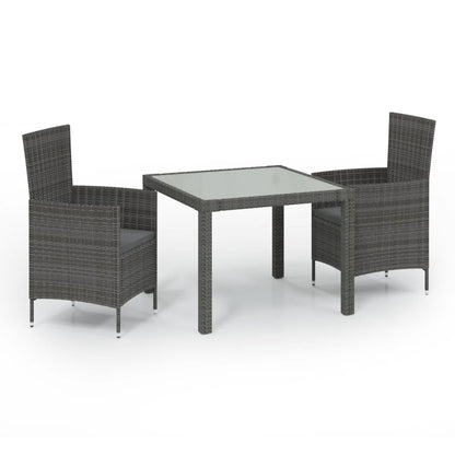 -Delige Tuinset Met Kussens Poly Rattan 3 90 cm tafellengte Grijs en wit