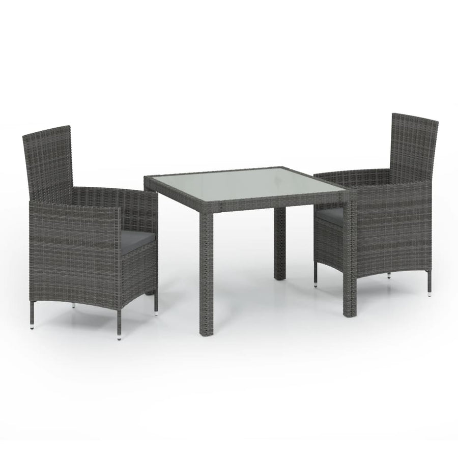 -Delige Tuinset Met Kussens Poly Rattan 3 90 cm tafellengte Grijs en wit