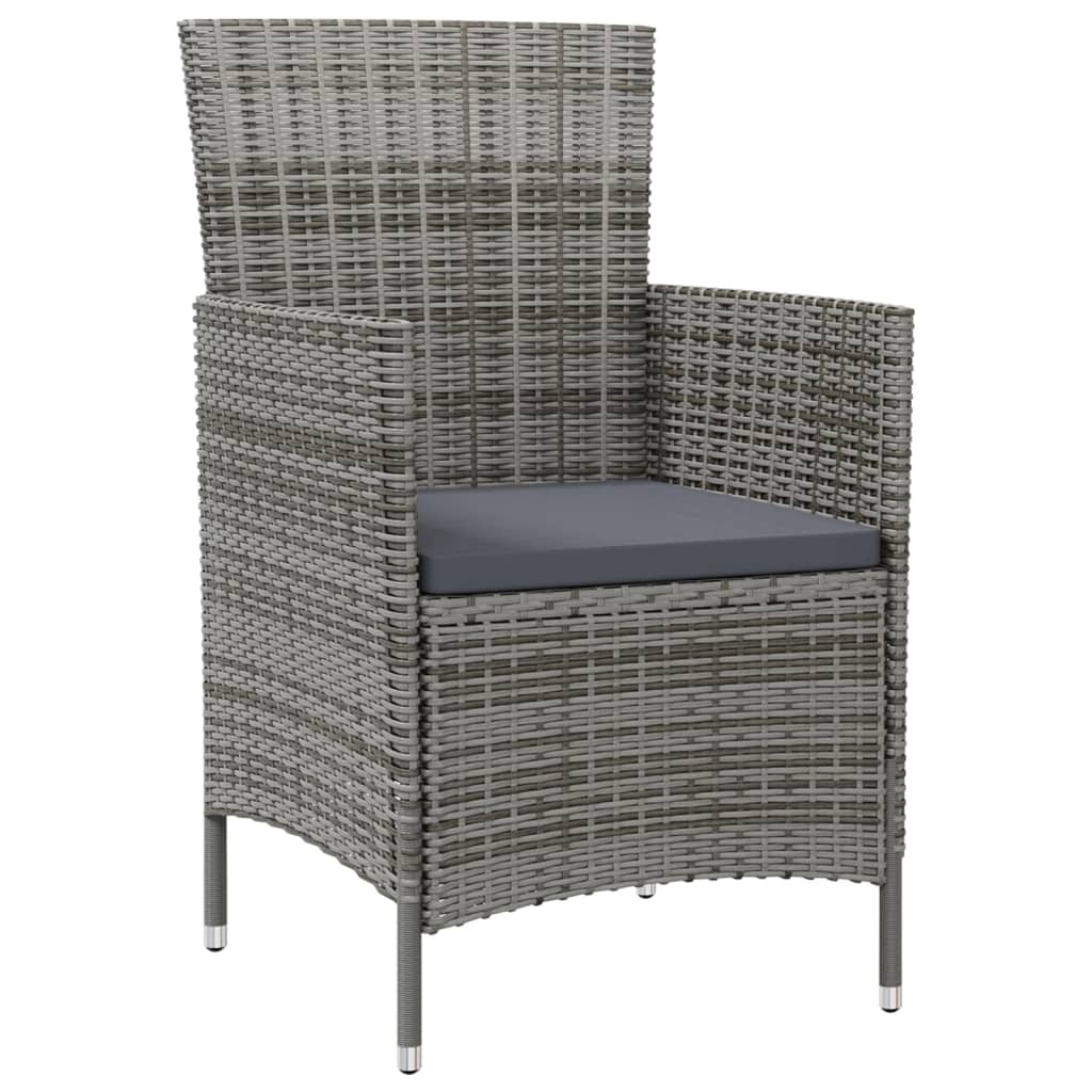 -Delige Tuinset Met Kussens Poly Rattan 3 90 cm tafellengte Grijs en wit