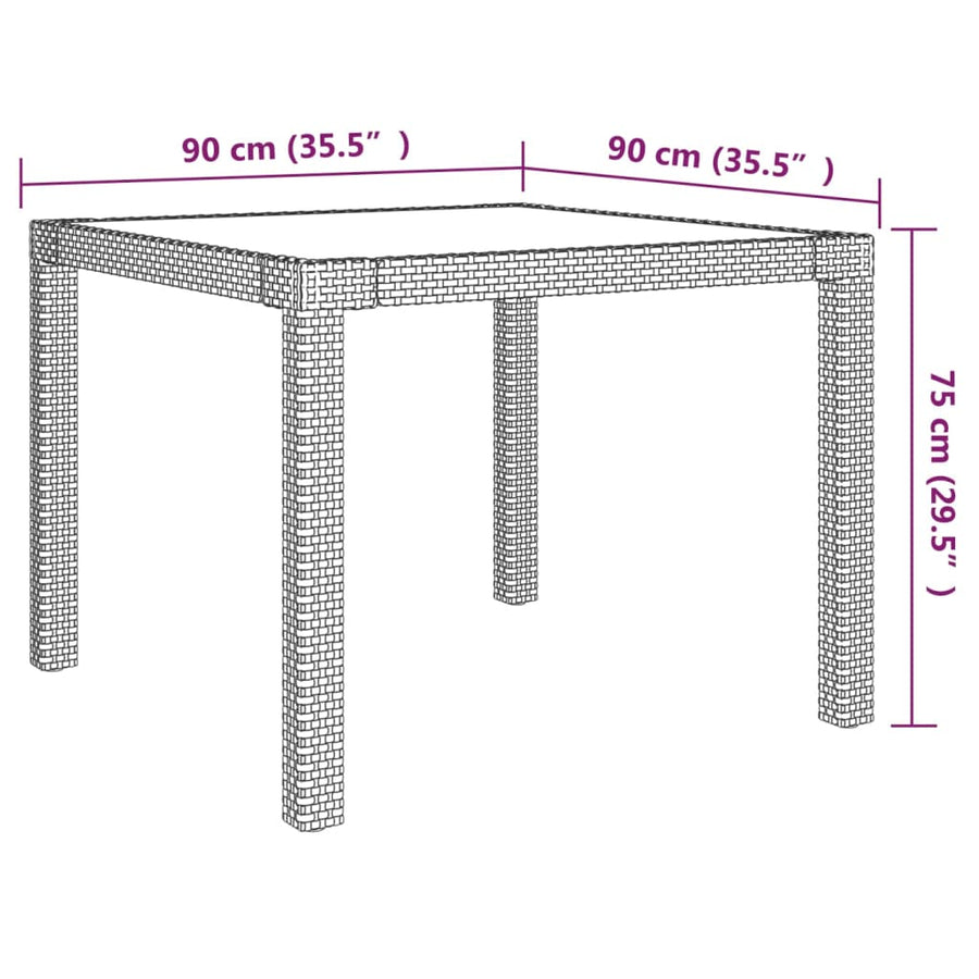 -Delige Tuinset Met Kussens Poly Rattan 3 90 cm tafellengte Grijs en wit