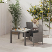 Tuinset 3-delig poly rattan grijs met kussens
