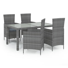 5-delige Tuinset met kussens poly rattan grijs