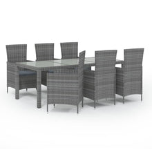 7-delige Tuinset met kussens poly rattan grijs