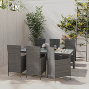 Tuinset 7-delig poly rattan grijs met kussens