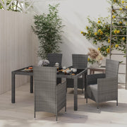 Tuinset 5-delig poly rattan grijs met kussens