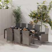 Tuinset 9-delig poly rattan grijs met kussens