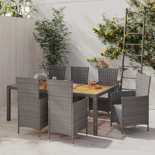 -Delige Tuinset Met Kussens Poly Rattan 7 190 cm tafellengte Grijs en bruin