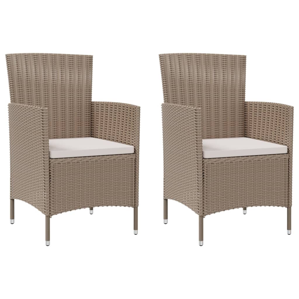 3-delige Tuinset met kussens poly rattan beige