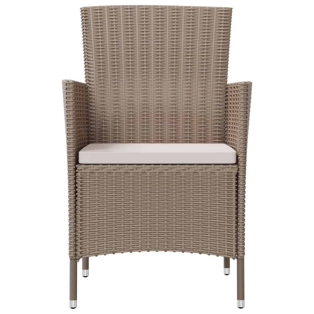 3-delige Tuinset met kussens poly rattan beige