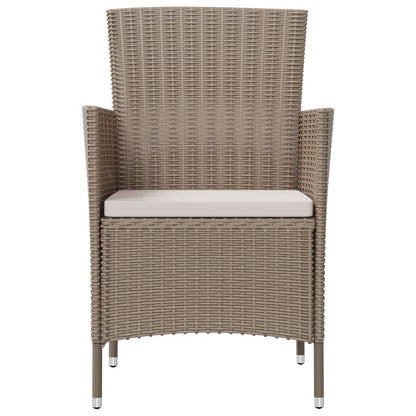 3-delige Tuinset met kussens poly rattan beige