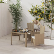 Tuinset 3-delig poly rattan beige