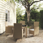 -Delige Tuinset Met Kussens Poly Rattan 5 90 cm tafellengte Beige