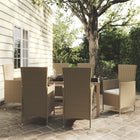 -Delige Tuinset Met Kussens Poly Rattan 7 150 cm tafellengte Beige