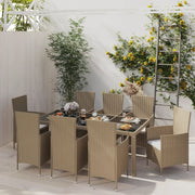 Tuinset 9-delig poly rattan beige met kussens