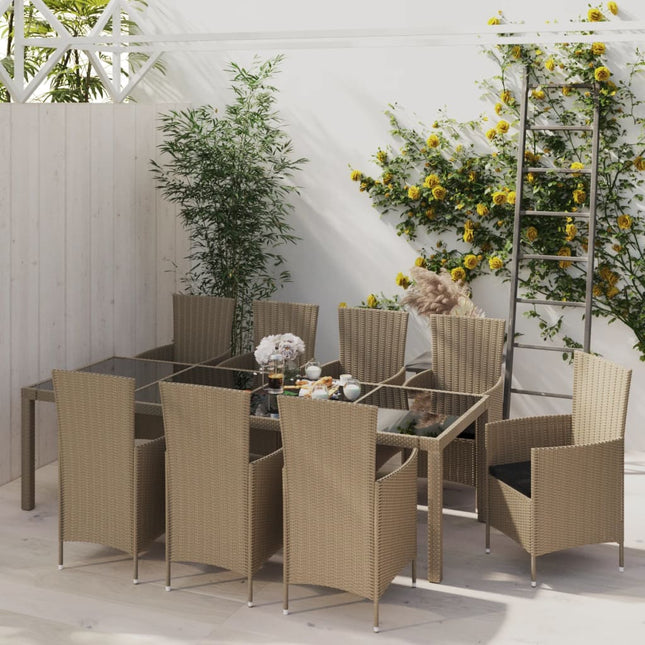 -Delige Tuinset Met Kussens Poly Rattan 11 250 cm tafellengte Beige