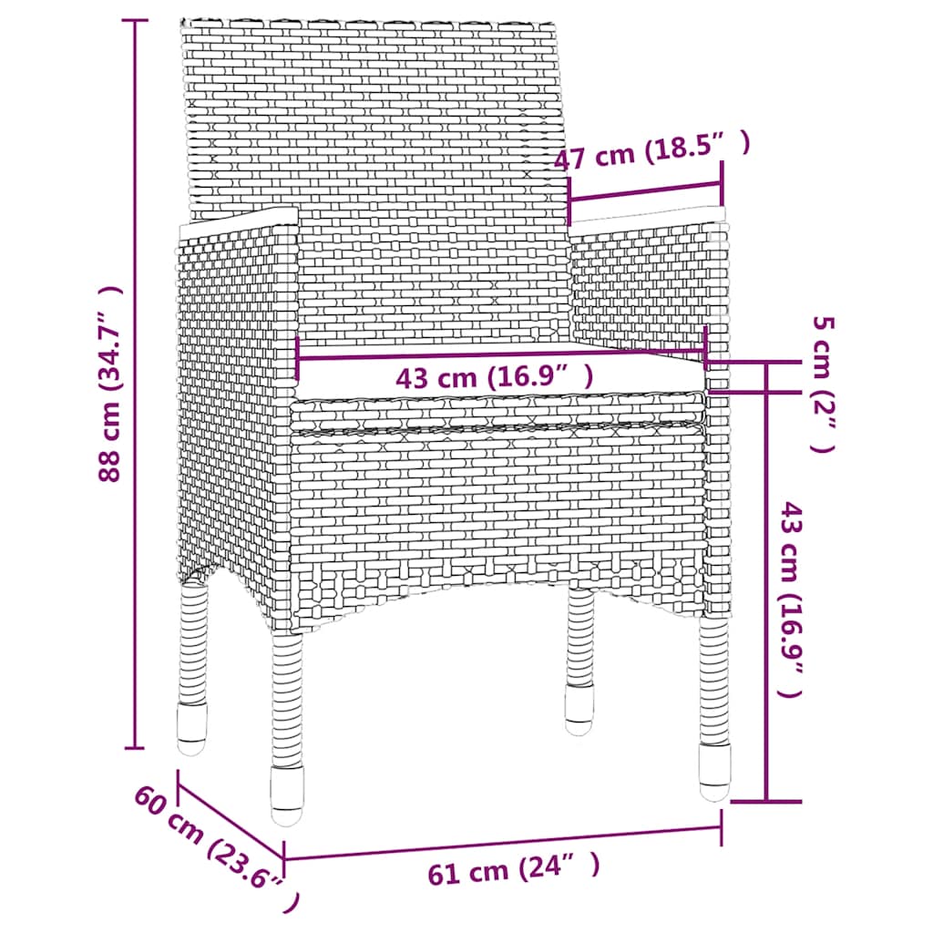 7-Delige Tuinset Met Kussens Poly Rattan En 6