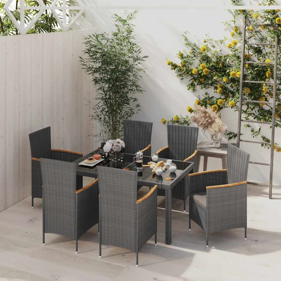 7-Delige Tuinset Met Kussens Poly Rattan En 6