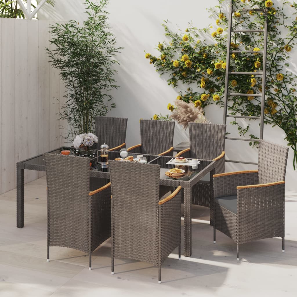 7-Delige Tuinset Met Kussens Poly Rattan En 6