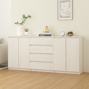 Bijzetkasten 3 st massief grenenhout 180x36x84 cm wit