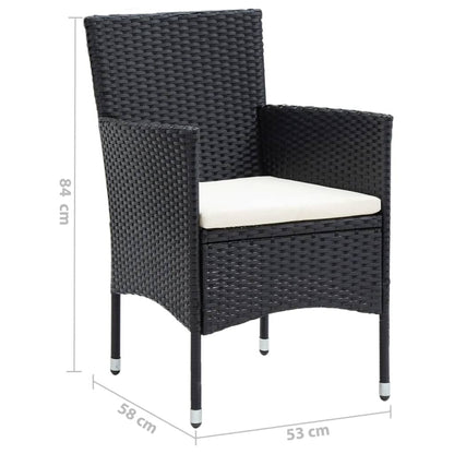 -Delige Tuinset Met Kussens Poly Rattan 5 80 cm tafellengte Zwart