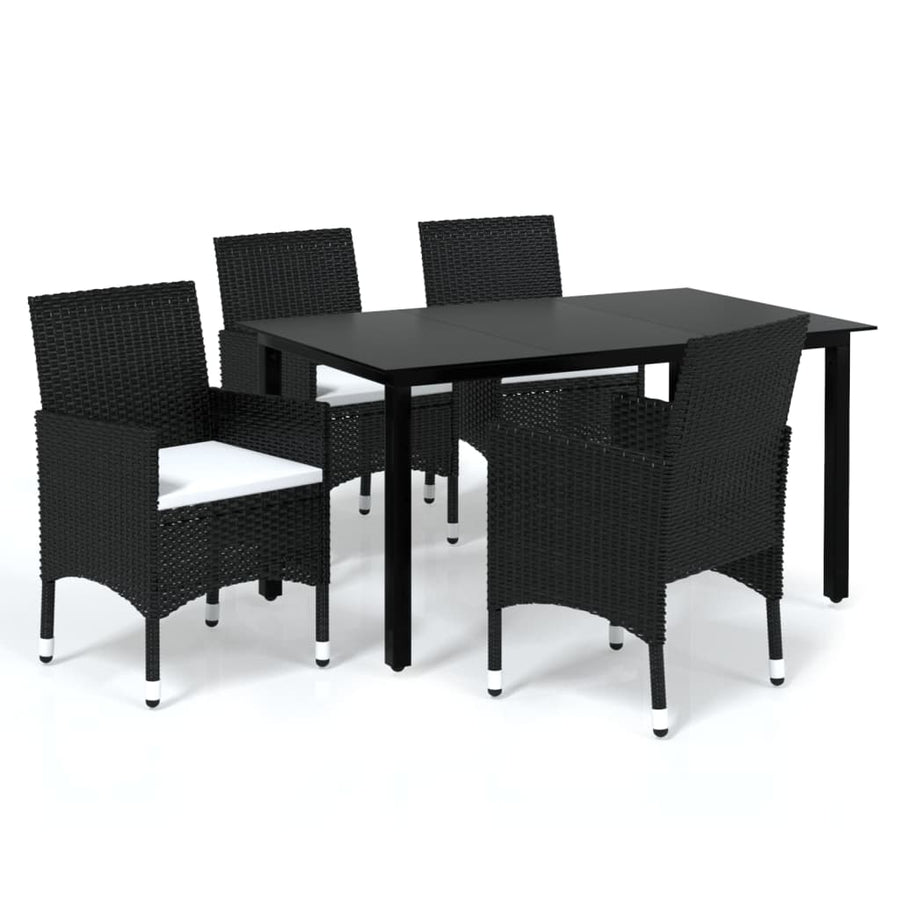 -Delige Tuinset Met Kussens Poly Rattan 5 150 cm tafellengte Zwart