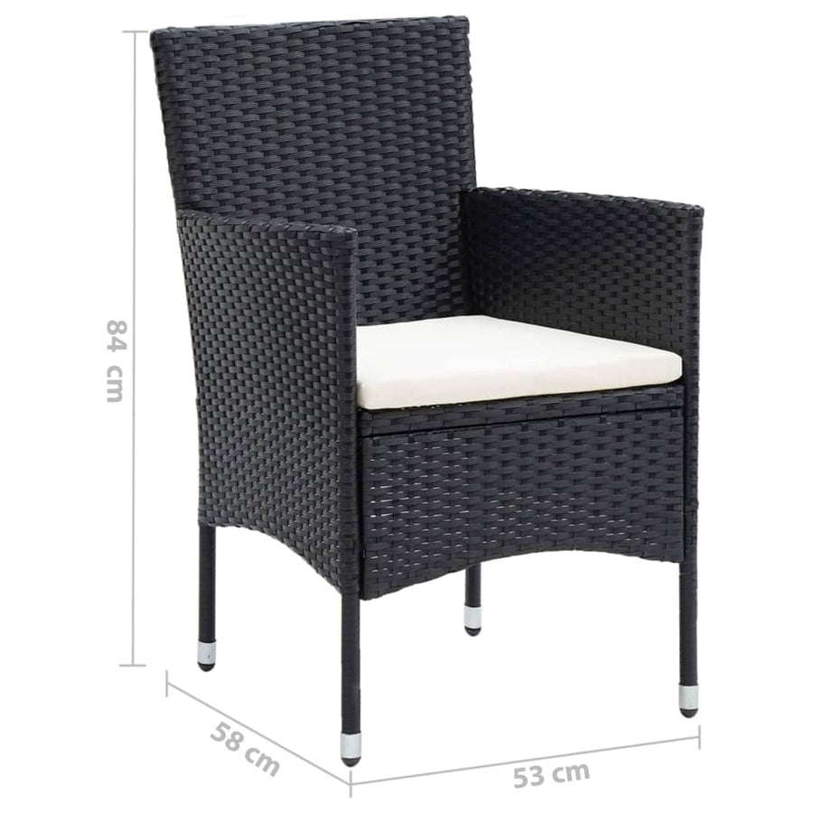 -Delige Tuinset Met Kussens Poly Rattan 5 150 cm tafellengte Zwart
