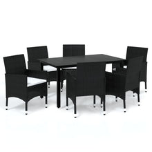 -Delige Tuinset Met Kussens Poly Rattan 7 150 cm tafellengte Zwart