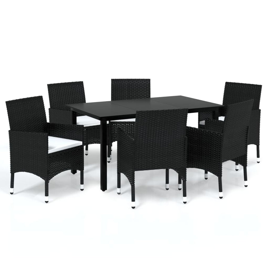 -Delige Tuinset Met Kussens Poly Rattan 7 150 cm tafellengte Zwart