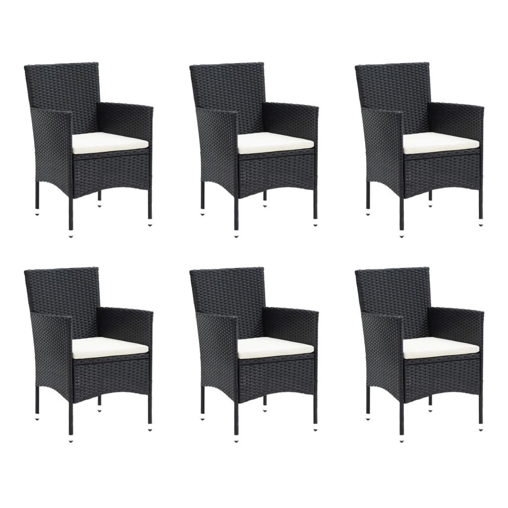 -Delige Tuinset Met Kussens Poly Rattan 7 150 cm tafellengte Zwart