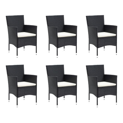 -Delige Tuinset Met Kussens Poly Rattan 7 150 cm tafellengte Zwart