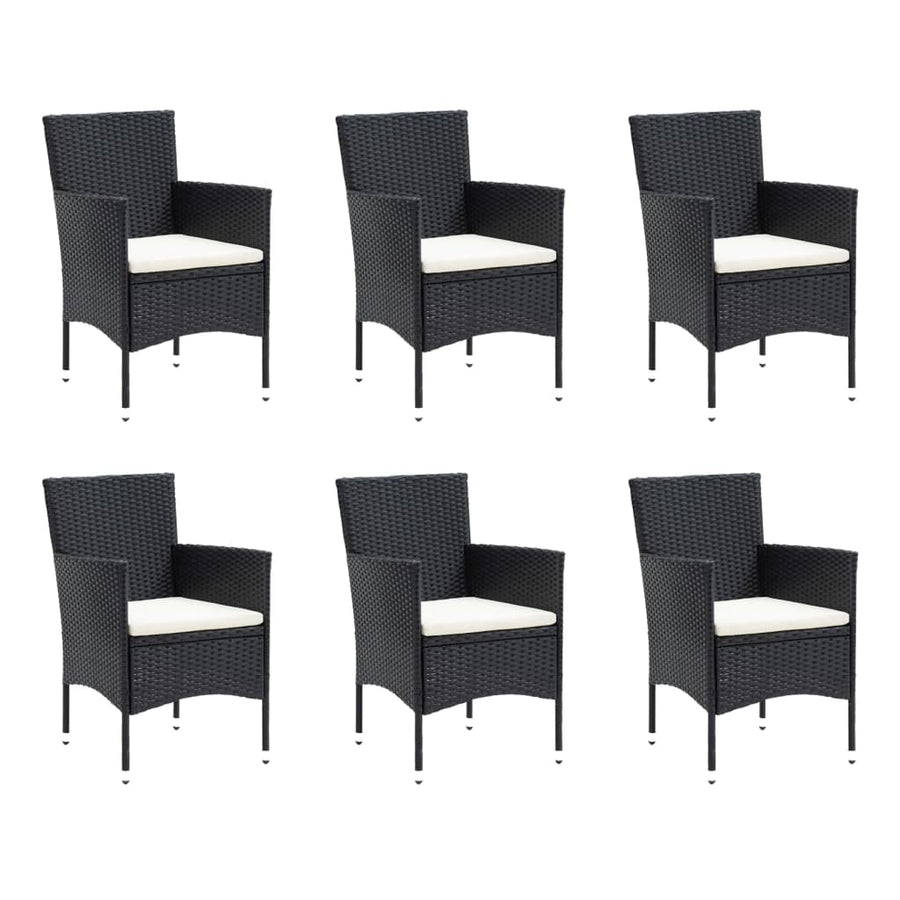 -Delige Tuinset Met Kussens Poly Rattan 7 150 cm tafellengte Zwart