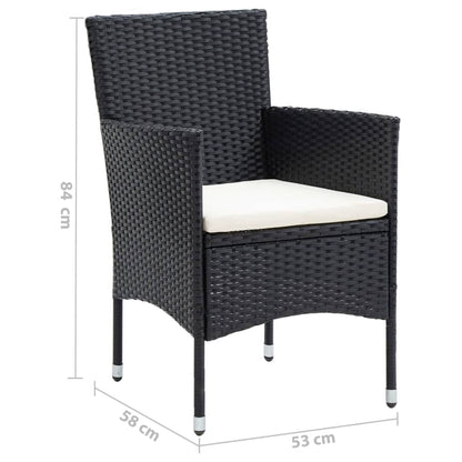 -Delige Tuinset Met Kussens Poly Rattan 7 150 cm tafellengte Zwart