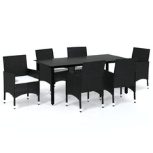 -Delige Tuinset Met Kussens Poly Rattan 7 190 cm tafellengte Zwart