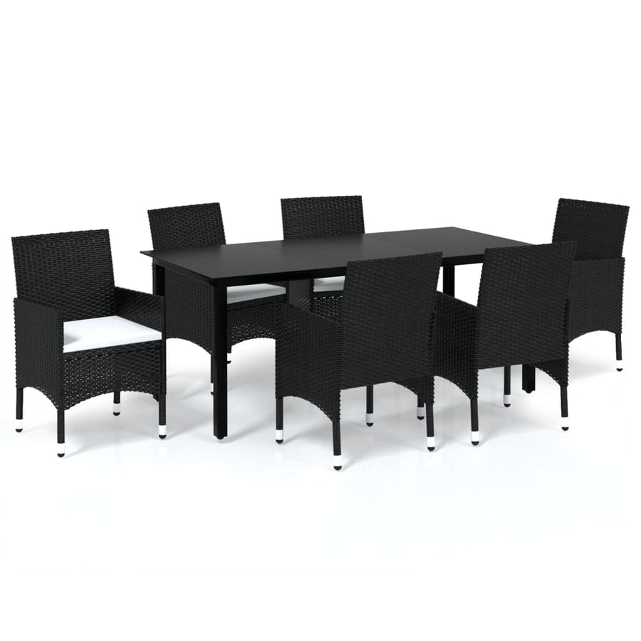 -Delige Tuinset Met Kussens Poly Rattan 7 190 cm tafellengte Zwart