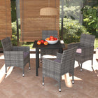 -Delige Tuinset Met Kussens Poly Rattan 5 80 cm tafellengte Grijs