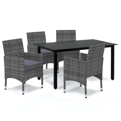 -Delige Tuinset Met Kussens Poly Rattan 5 150 cm tafellengte Grijs