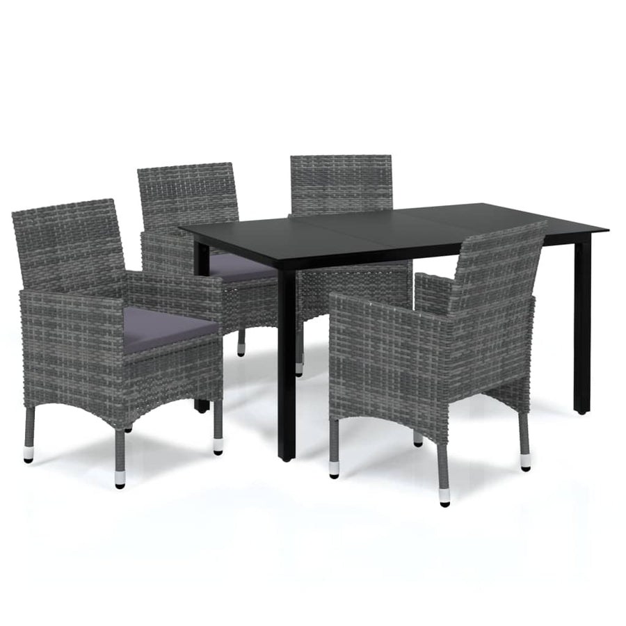 -Delige Tuinset Met Kussens Poly Rattan 5 150 cm tafellengte Grijs