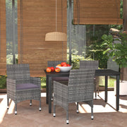 Tuinset 5-delig poly rattan grijs met kussens