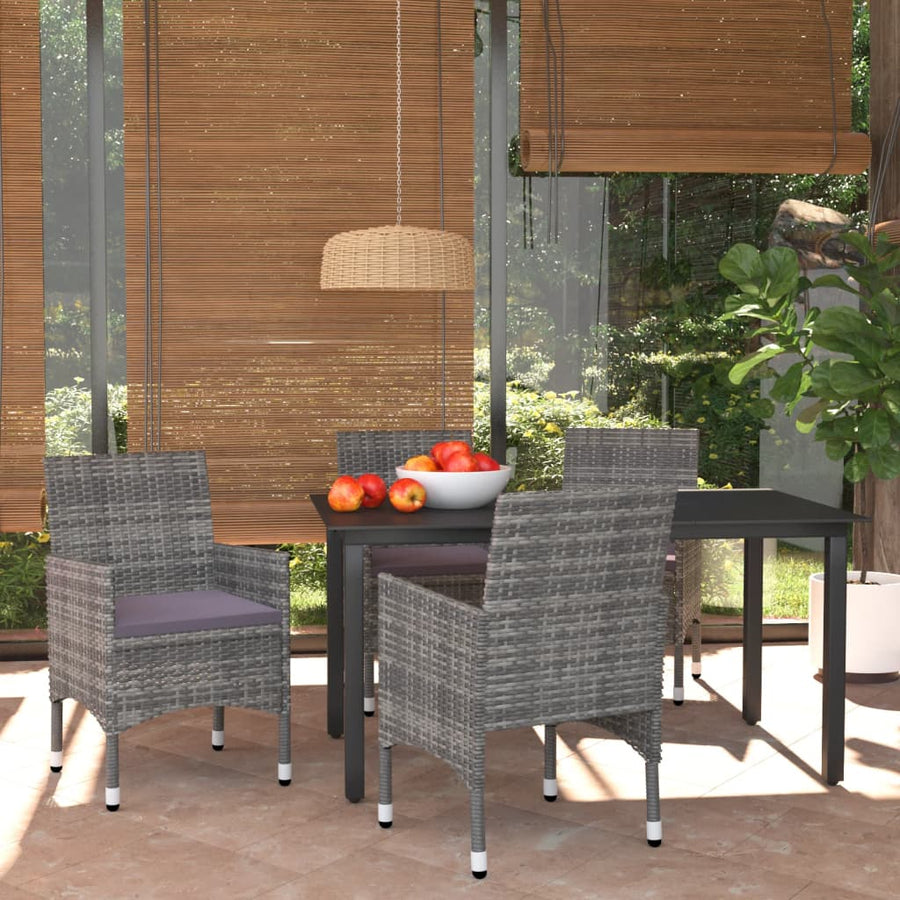 -Delige Tuinset Met Kussens Poly Rattan 5 150 cm tafellengte Grijs