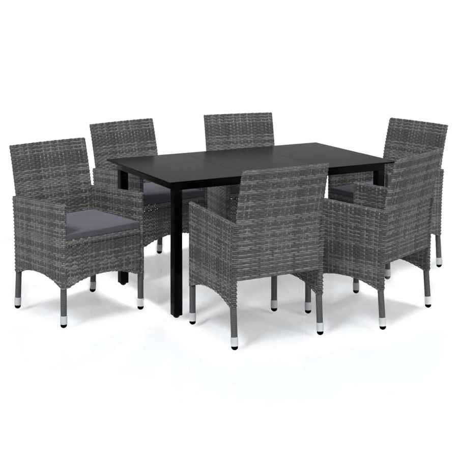 -Delige Tuinset Met Kussens Poly Rattan 7 150 cm tafellengte Grijs