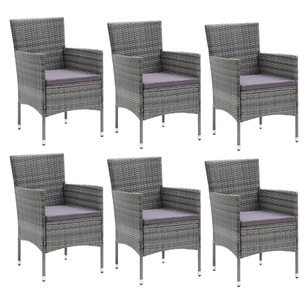 -Delige Tuinset Met Kussens Poly Rattan 7 150 cm tafellengte Grijs