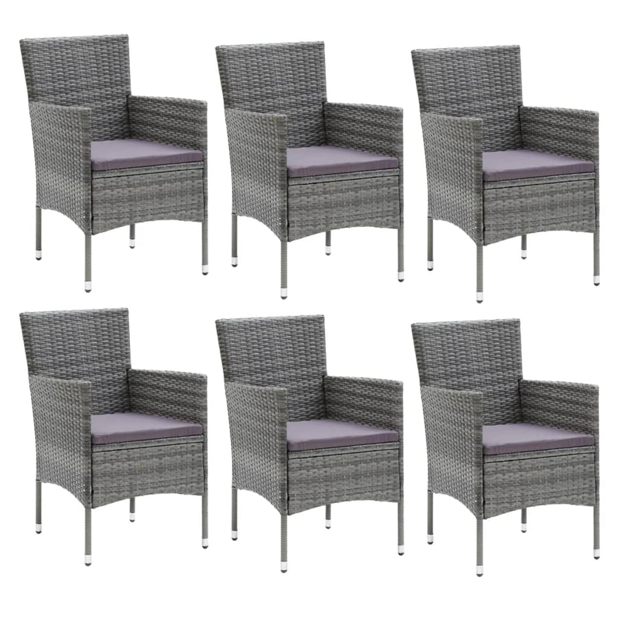 -Delige Tuinset Met Kussens Poly Rattan 7 150 cm tafellengte Grijs