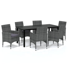 7-Delige Tuinset Met Kussens Poly Rattan Grijs 190 cm tafellengte