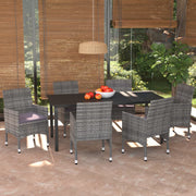 Tuinset 7-delig poly rattan grijs met kussens