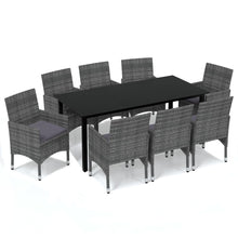 -Delige Tuinset Met Kussens Poly Rattan 9 190 cm tafellengte Grijs