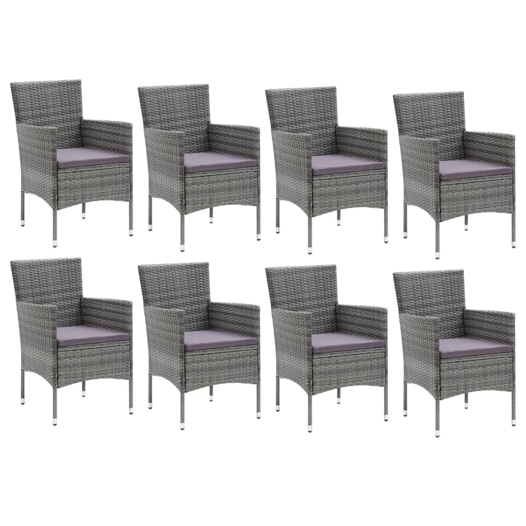 -Delige Tuinset Met Kussens Poly Rattan 9 190 cm tafellengte Grijs