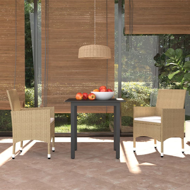 -Delige Tuinset Met Kussens Poly Rattan 3 80 cm tafellengte Beige